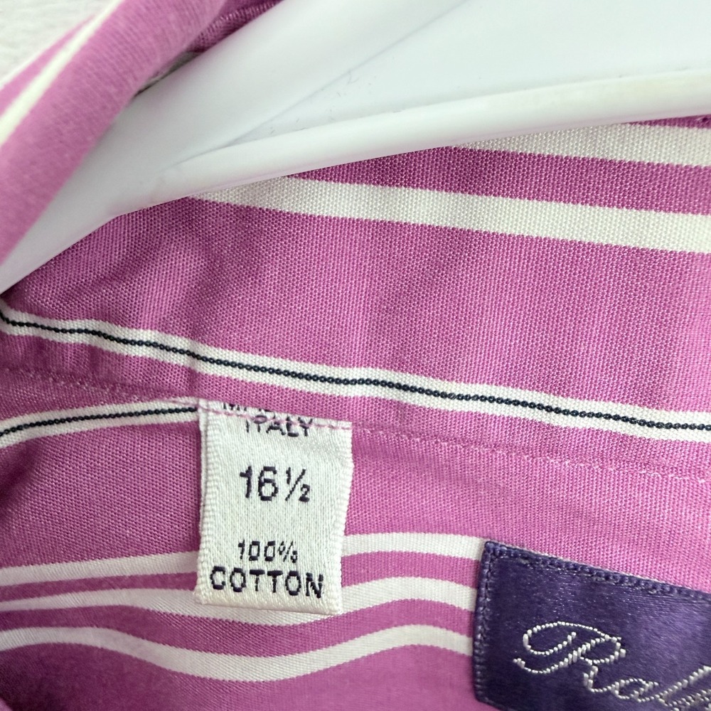 Ralph Lauren Purple Label Dress Shirt Mens L 16.5 Pink Stripe Business Casual - Picture 4 of 8
